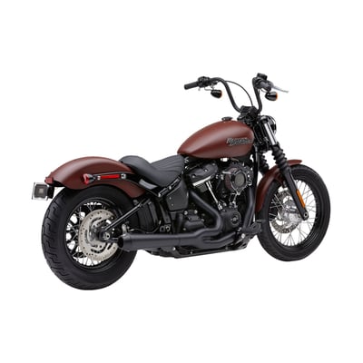 Matte black with a matte black end cap. Mean and fast, in looks, sound and performance. Perfect for a tracker, rodder or other performance orientated set-up. Designed with equal length header pipes, like any exhaust system that is made to perform.