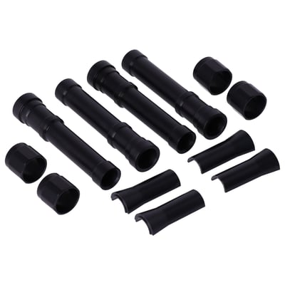Black anodized. The High Tech sophisticated look is yours with these quality European made anodized pushrod covers. Kits consists of lower covers, spring covers and retainers, unless mentioned differently. Parts are compatible, and must be used, with stock style components like inner pushrod covers, springs, and seals.