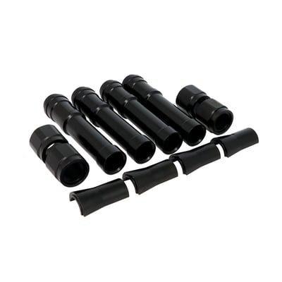 Black anodized. The High Tech sophisticated look is yours with these quality European made anodized pushrod covers. Kits consists of lower covers, spring covers and retainers, unless mentioned differently. Parts are compatible, and must be used, with stock style components like inner pushrod covers, springs, and seals.