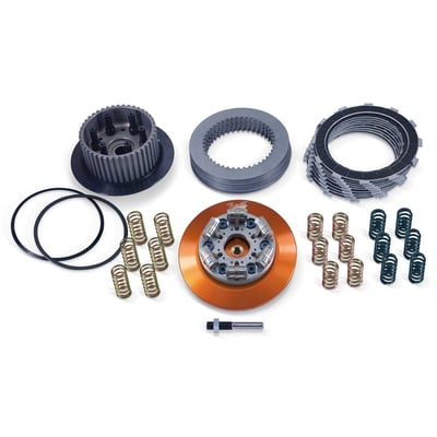 Top performance specifications, identical to the original Scorpion Lock-Ups. 
The leap forward is found in the Low Profile design of the adjustable Lock-Up pressure plate. 
It will now fit your stock primary housing, without modifications. No more excuses to not have a killer clutch and put all your torque to the ground, even with a stock primary housing. 
Note: 2015 FLHTCUL, FLHTKL and all 16-17 FL models with OEM narrow primary require Barnett 939319 derby cover spacer plate. 
Note: See 570998 for the replacement Scorpion carbon clutch friction and steel drive plate kit