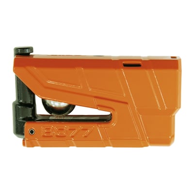 Orange colored. ART 4**** approved 940 gram disc brake lock with security level 18. Automatically armed when locked. Electronics are activated after the slightest movement for 15 seconds with 100dB warning sound and is automatically re-armed. With 13.5mm diameter steel pin and Stainless Steel housing. With multi-color info LED. Works on two AAA batteries. Incl.2 keys and carrier bag.
Note: See 708969 for the optional on-bike lock carrier that mounts to round frame tubes (12-18mm diameter) or square frame tubes (12 to 18mm diameter).