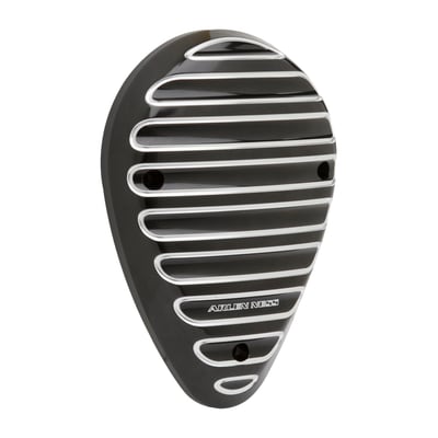billet aluminum; Note: Style compatible with Ness finned cam & primary covers