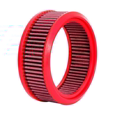 'The Red Filter'. As used in Formula 1, Le Mans, Moto GP and World Superbike. Designed as an direct replacement, no hassle fit, upgrade for the OEM paper air filters. Manufactured with a metallic mesh which contains multiple cotton layers of oiled filtration material. This allows improved air flow, sufficient for stock to all-out performance applications. To further help prevent small impurities enter the engine filtration oil is used to create a 'sticky' barrier which allows air flow but helps retains small particles up to 7 micron. All filters are precision made and continuously checked during production for the highest obtainable quality. Filters are washable and reuseable. EU made. 
Approx. dimensions: 15.4cm OD, 12.2cm ID, 5.5cm deep.