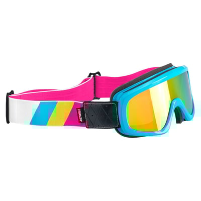 Biltwell's Overland 2.0 Goggles are premium motorcycle goggles for high-performance riding. Low-profile molded polyurethane frame features highly impact-resistant molded polycarbonate lens with anti-fog treatment for great protection and optical clarity. Woven elastic strap, features embossed synthetic leather mounts, with double D-rings and anti-slip silicone strips to create stiction against the helmet to reduce slipping. 3-Phase BioFoam eye port padding features quilted fleece Lycra touch points to wick sweat and filter out airborne dust. Meets CE EN1938:2010 standard for recreational motorcycle operation. Includes second clear replacement lens for safe riding in low-light conditions. Loads of colorways on this model because variety is the spice of life.
