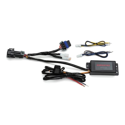 Easily install any Kuryakyn by Kellermann or other custom L.E.D. turn signals with the Rear Signal Splitter Module to accommodate any custom turn signal application.
4 wire: run power, brake power, turn power and ground. Allows removal of stock amber turn signals to replace with custom turn signals that provide additional red run, red brake as well as amber (or red) turn lighting to the rear of the bike.