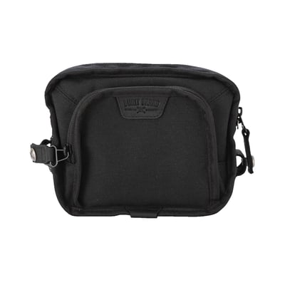 Burly calls this their 'Voyager Handlebar Bag' and nicknamed it Dime Bag. Stuff it with dimes, bank notes or something else, its true middle name stays multi-functionality. Great for use on club style bikes equipped with T-bars or high style risers but that don't mean its use is limited to handlebars since it mounts virtually everywhere. Comes with two exterior zippers with a large interior space and elastic pockets the feature YKK zippers secured with an anti-flail snap system. Mounts with 4 Velcro straps and MOLLE system. 
Approx dimensions: 25.5" (64.8 cm) high x 9" (22.9 cm) wide x 9" (22.9 cm) deep