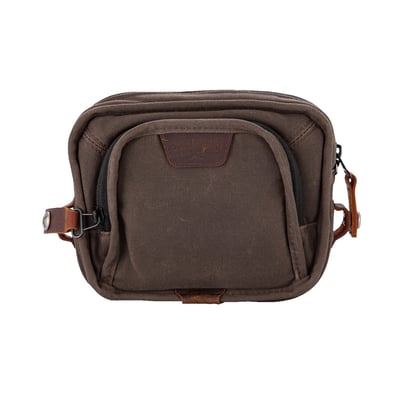 Manufactured from Dark Oak wet waxed UV treated cotton canvas
Burly calls this their 'Voyager Handlebar Bag' and nicknamed it Dime Bag. Stuff it with dimes, bank notes or something else, its true middle name stays multi-functionality. Great for use on club style bikes equipped with T-bars or high style risers but that don't mean its use is limited to handlebars since it mounts virtually everywhere. Comes with two exterior zippers with a large interior space and elastic pockets the feature YKK zippers secured with an anti-flail snap system. Mounts with 4 Velcro straps and MOLLE system. 
Approx dimensions: 25.5" (64.8 cm) high x 9" (22.9 cm) wide x 9" (22.9 cm) deep