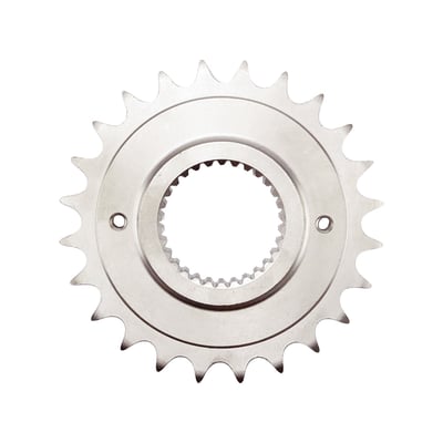 .300" (7.62mm) offset; Used when converting from belt to chain drive; CNC machined; 8620 alloy steel; Heat treated; Nickel plated