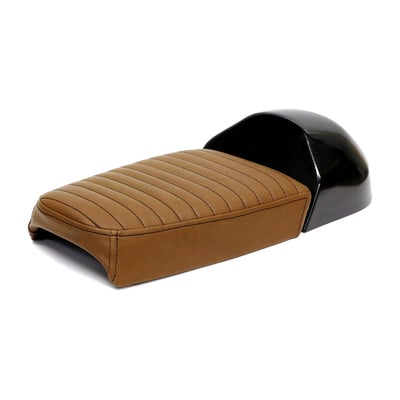 Dark brown synthetic leather upholstery. A Jekyll & Hyde seat that converts from a solo to a fully functional two-up seat in seconds, without breaking a sweat. Great for an occasional passenger, at any moment. Consists of 4 parts, a seat base, seat cowl, 2x the upholstery base with 6 mounting points (M6-Steel plus nuts) to allow easy installation. Made from unpainted black ABS plastic and comes with 40mm thick seat foam that is covered with a water repellent membrane below the synthetic leather upholstery. 
Note: Installation modifications may be required.