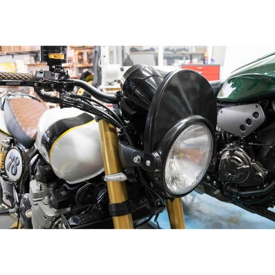 Headlamp mask for XJRs with an attitude. Manufactured from black unpainted ABS plastic. Easy to trim or drill and can be painted in any desired color scheme. Requires a custom installation. Sold without brackets or hardware.