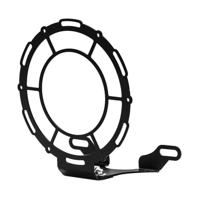 Diopter style. Universal black powder coated steel headlamp grill with dual bottom mount. Made to offer headlamp lens protection, but also offers awesome custom looks. Compatible with 7" (17.8cm)  to 8" (20.3cm) headlamps. Comes with clear, smoke and yellow plexiglass lenses to fit your style. 
Note: Installation modifications may be required.