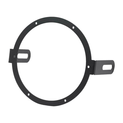 Open style. Universal black powder coated steel headlamp grill with side mount. Made to offer headlamp lens protection, but also offers awesome custom looks. Compatible with 7" (17.8cm)  to 8" (20.3cm) headlamps. Comes with clear, smoke and yellow plexiglass lenses to fit your style. 
Note: Installation modifications may be required.