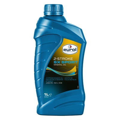 1 liter. 2-stroke. A top quality mineral oil for lubrication of small air- and water-cooled 2-stroke engines with or without injection system, in motorcycles, scooters, pumps, lawn mowers and small generator sets. It mixes easily with unleaded petrol. It prevents deposits on spark plugs and pistons, carbon deposits on inlet and exhaust ports, sticking piston rings and pre-ignition. SX Sport 2T protects engine parts against wear and corrosion, reduces outlet smoke as well as the risk of burning out the piston. Performance level API TC+, JASO FD, Piaggio Hexagon, ISO-L-EGD, TISI, Husqvarna 346, Husqvarna 242. Performance level: JASO FB, ISO-L- EGB