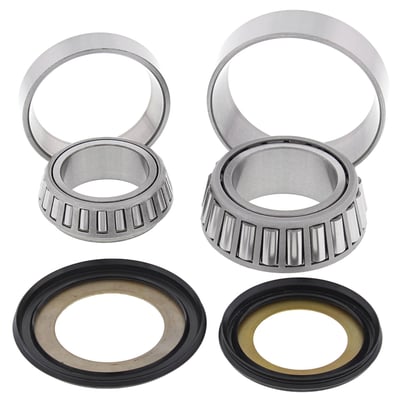 Direct replacement for OEM tapered bearings; upgraded ball style bearings; incl top & bottom bearing assemblies & seals