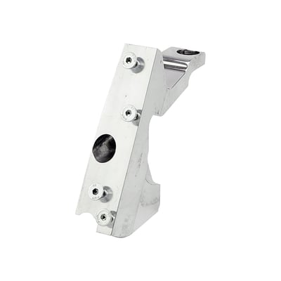 Polished aluminum. Axle mount. 
Note: This is the mount bracket only. The license plate holder, in the appropriate license plate size, must be ordered separately.
Note: Used with 972988/972991 (EU size), 973066/973067 (Belgium size) or 973076/973077 (German size) license plate holder.
