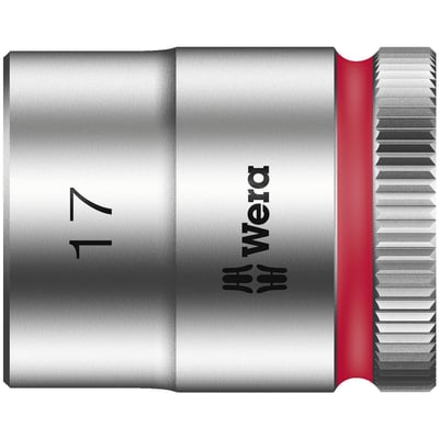 8790 HMB. 3/8" drive for hex bolts and nuts.
Chrome vanadium with a brushed chrome plated finish and color
coded for finding the right size quickly. Knurled at the
base for easier manual turning. With ball intercept ring.
Overall socket length 29 to 32mm depending on size.
Note: Not compatible with impact wrenches.
Size: 17.0