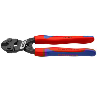Overall length: 200mm.
Weight: 365 gram.
Straight head.
The ingenious lever action offers 60% effort reduction when compared to Knipex high leverage cutters of the same length.
With gripping surface below the joint for wires with 1mm diameter and larger.
Manufactured from forged chrome vanadium tool steel that is multi-stage oil hardened.
Cutting edges are micro-structured, additionally precision induction hardened to approx. 64 HRC and will cut from 5.2mm steel up to 3.6mm diameter hard spring steel.
Comes with multi-component grips and a black phosphate coating.