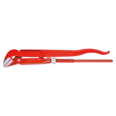 Overall length: 430mm. 
Weight: 1408 gram. 
Maximum jaw opening: 60mm. 
Manufactured from special forged chrome vanadium tool steel that is multi-stage oil hardened. 
45° angled jaws with teeth additionally induction hardened and placed in opposite direction for best grip. 
Comes in a red powder coated finish, with jaws bright ground.