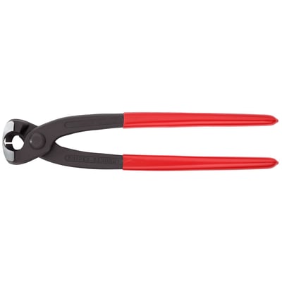 Overall length 220mm. 
Weight 340 gram.
Universal clamping tool for 1 or 2-ear clamps (like Oetiker or similar). 
Does not damage clamps while pinching. 
Manufactured from special forged tool steel that is multi-stage oil hardened. 
Comes with non-slip plastic coated grips, a polished head and black phosphate coating.