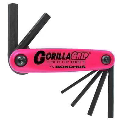 Quality Bondhus GorillaGrip™ folding wrenches come with worlds strongest handle. The keys, made from US made Protanium™ industrial high torque steel, come with the black ProGuard™ finish and are accessible from both the top and bottom.
Metric Hex Head / Allen
7 pieces
Includes 2, 2.5, 3, 4, 5, 6 and 8 mm.