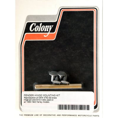 With brass pin. Used to install the hinge, of the rear flip-up section, onto the rear fender. Repl. 3752-30 brass pin and 0314 rivets.