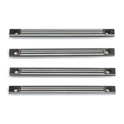 Precision machined from a low alloy nickel, chromium, molybdenum case hardened steel. Offers .0005" parallel tolerance on the flats of the shafts. Perfect for performance applications with increased spring pressure. 
Upgraded replacement for 17300053 (front exh, rear int), 17300055 (front int, rear exh) and 17300059B (set). 
Note: See 585911 for identical rocker arm shaft kit, complete with mounting hardware.