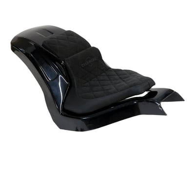 Unpainted gloss black finished ABS. Perfect for installing a wider, up to 280 series, rear tire. Comes with a steel inner fender carrier, a sturdy 5-axis CNC machined ABS outer fender and a genuine leather seat. After the stock fender is removed the Racing steel fender is simply installed on the stock mounting points. Then wiring is installed and ABS outer fender is bolted to the inner fender. Permanent mods are not required. Complete with LED taillight, LED turn signals, seat and hardware. This comes with approval. 
Note: Image shows a 280 series tire on a widened rim. 
Note: A load equalizer may be required to correct turn signal flashing speed.
Note: Check your local MCS dealer or the MCS sales department for exact type of approval and validity on bike model and years on the test report.