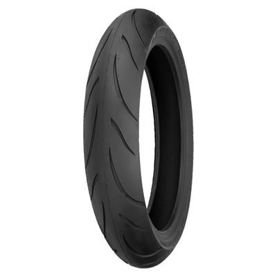 Single compound radial tire designed for Sport/Touring riding. Rear comes with Zero Degree JLSB (JointLess Steel Belted) technology. The front is Aramid belted. Overall fine and dependable handling. Tubeless.