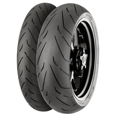 Sport Touring Tire for the demanding rider, comfortable touring and agile handling on country roads. High mileage thanks to non-tangent profile grooves at the central tread of the rear tire. 
- rear tire
- TL
- CoRo