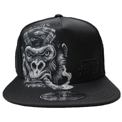 A flat bill cap of Lethal Threat. Features front print with side and rear embroidery, Lethal Threat® woven label and inside logo tape. The Lethal Threat gorilla always makes a statement.