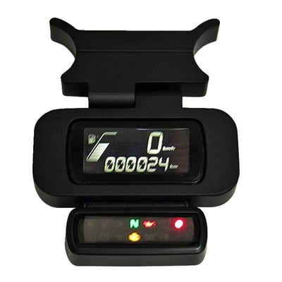 Used to relocate the standard digital instruments when converting to a T-bar style handlebar. Adjustable to optimize viewing angle.