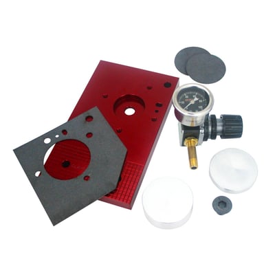 Used to bench test Feuling M8 oil pumps (tester will not fit OEM M8 pumps). Used for PSI pressure opens the relief valve. The spring tension can be adjusted to achieve the desired pop-off PSI. Tool includes: air regulator, 0 - 100 psi pressure gauge, plugs for water and oil cooled oil pumps, gasket & needed hardware. Feuling® recommends the oil pump relief valve be seated and sealed from 0-30 psi with full pop-off at 50-60 psi. 
Note: Will not fit OEM pumps.