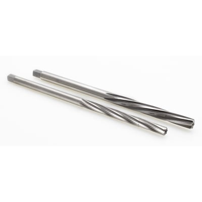 Outside diameter 0.2357" (5.98678mm) HSS. Cutting diameter tolerance +/- .0002". Overall length: 7-1/8" (181mm). Nickel finish.
For use with KPMI Manganese Bronze & Cast Iron valve guides only.
Note: Not for use on C630 Nickel Aluminum Bronze guides.
Note: Once reamer is used on Cast Iron, it is not advisable to then use it on a bronze guide.