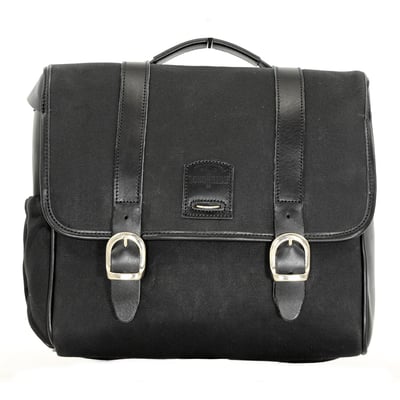 Made from waxed cotton and ranger leather. Approx. dimensions: 34cm x 28 cm x 12cm.