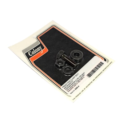 Black parkerized. Reproduction installation hardware of the 1061-32B spacer, 078 machined bolt, 0129 nut and 0261 lockwasher. Used to install the 1061-32 front exhaust pipe hanger clamp.