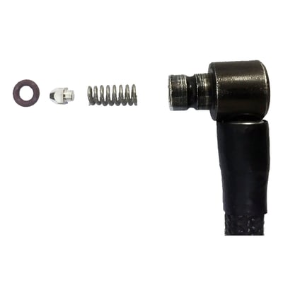 Includes one o-ring. Complete kit to rebuild the external fuel line, at the fuel tank end. Includes chemically resistant internal Viton o-ring, a stainless spring and nickle plated brass valve. These are direct replacement service parts for the OEM fuel line. 
Note: See 590347 (each) or 590348 (5-pack) for additional internal o-rings.