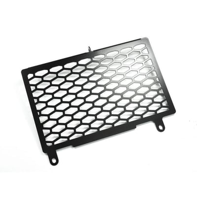 This radiator cover protects the expensive and sensitive radiator from road rocks. It has been made from black powdercoated stainless steel. Easy installation as mounted to the OEM mouting holes.