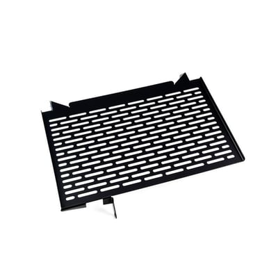 This radiator cover protects the expensive and sensitive radiator from road rocks. It has been made from black powdercoated stainless steel. Easy installation as mounted to the OEM mouting holes.