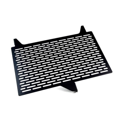 This radiator cover protects the expensive and sensitive radiator from road rocks. It has been made from black powdercoated stainless steel. Easy installation as mounted to the OEM mouting holes.