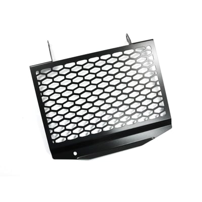 This radiator cover protects the expensive and sensitive radiator from road rocks. It has been made from black powdercoated stainless steel. Easy installation as mounted to the OEM mouting holes.