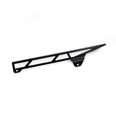 A chain guard is made to keep chain grease from being thrown around. It also is designed to catch the chain when it breaks, helping to prevent damage to bike, rider and passenger. The Zieger is both stronger and better looker than the OEM plastic guard. Manufactured from stainless steel with a black powder coated finish. Offers a simple bolt-on installation, directly to the OEM chain guard mounting holes.