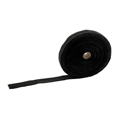 Fiberglass exhaust wrap sold in 50ft. (15 meter) long rolls of 1.5mm thick material. Withstands heat up to 1200 °F (649 °C) continues, peak resistance 2000 °F (1093 °C). Cooling exhaust gasses lose velocity and scavenging effect is reduced. This insulating wrap helps to keep gas temperatures high, thereby optimizing the thermal efficiency of the exhaust system which ultimately helps to get the last horses out of your engine. Wrap will also protect from exhaust burns and any exhaust blueing will no longer be visible.

Note: Wrap ends are secured with metal tie-wraps. These are sold separately. 
Note: Material will discolor under influence of heat after installation.