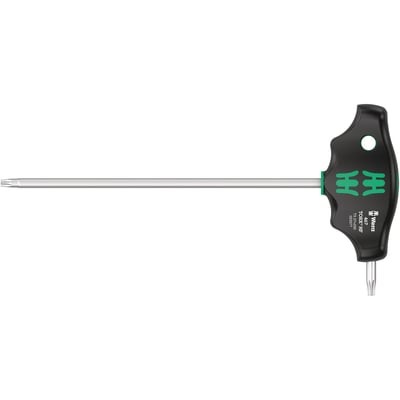 Series 467. Chrome plated round shaft. With dual component handle and "Take it easy" toolfinder. Tip size: TX27. Shaft length long side: 200mm. Shaft length short side: 20mm. Handle height: 49mm. Handle width: 99mm. Shaft diameter: 6mm.