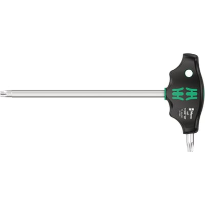 Series 467. Chrome plated round shaft. With dual component handle and "Take it easy" toolfinder. Tip size: TX45. Shaft length long side: 200mm. Shaft length short side: 20mm. Handle height: 49mm. Handle width: 99mm. Shaft diameter: 9mm.
