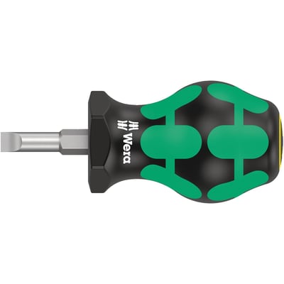 The 335 series Stubby screwdriver is designed to work in limited access spaces, like carburetor float bowl screws. Comes with special coating on the tip for a precision fit and a long service life. With anti-roll feature in the handle. Tip thickness at tip: 1mm. Tip width: 5,5mm. Shaft length: 24,5mm. Handle length: 54mm. Shaft diameter: 5,5mm.