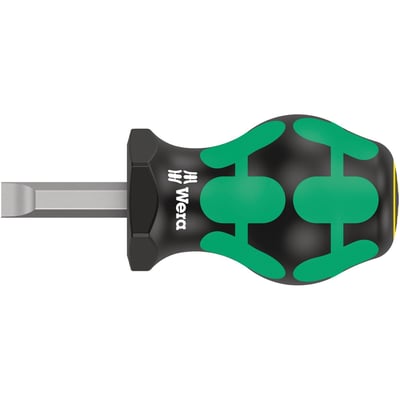 The 335 series Stubby screwdriver is designed to work in limited access spaces, like carburetor float bowl screws. Comes with special coating on the tip for a precision fit and a long service life. With anti-roll feature in the handle. Tip thickness at tip: 1,2mm. Tip width: 8mm. Shaft length: 24,5mm. Handle length: 54mm. Shaft diameter: 8mm.