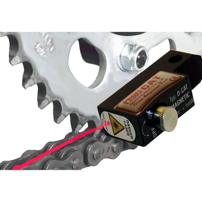 Magnetic. Extra, 12mm, narrow. With DOT laser technology. Used to check if wheels and drive chain, or belt, are in line with each other to insure maximum safety and minimize wear.