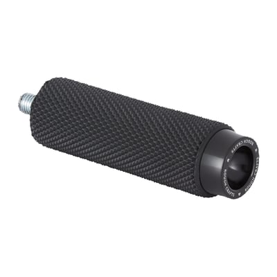 Rubber design features clean style with high traction rubber for excellent foot grip in all riding scenarios. CNC machined billet end cap with laser engraved logo. 