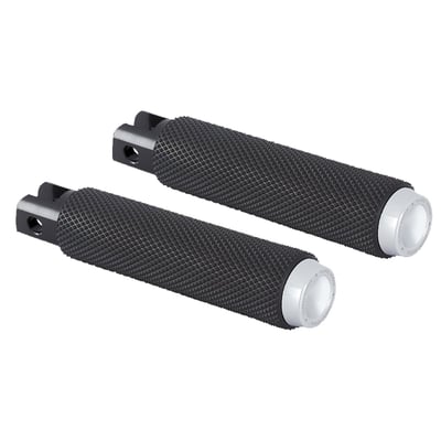 Rubber design features clean style with high traction rubber for excellent foot grip in all riding scenarios. CNC machined billet end cap with laser engraved logo. 

Note: See 599467 for matching shift/brake peg. See 599471 for matching passenger pegs.