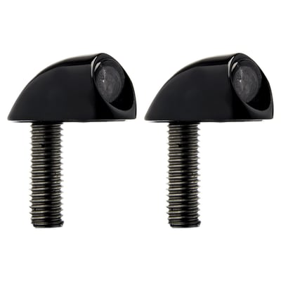 Black anodized. CNC machined billet aluminum construction. Equipped with tinted lenses in front of SMD-LED technology for fantastic brightness in combination with a very small size. M8 threaded. Dimensions:  31.8mm body overall length x 16.6mm body diameter x 18.3mm overall height with stem. With E-Approved lens.